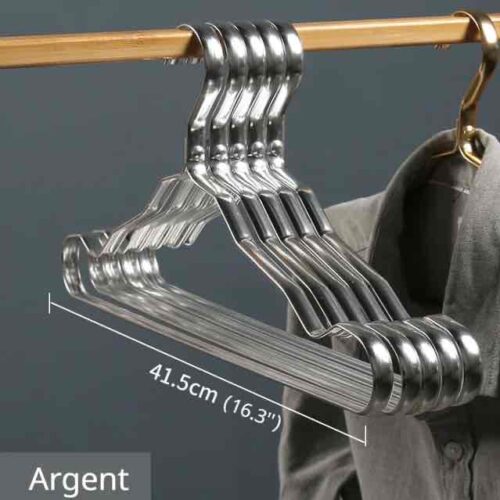 Вішалка для одягу металева з канавками, ультра міцна, стійка до пошкоджень, срібло