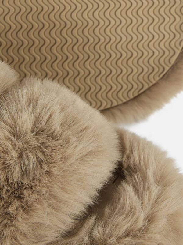 Тапочки жіночі з ремінцями Primark пухнасті (устілка меморі) беж