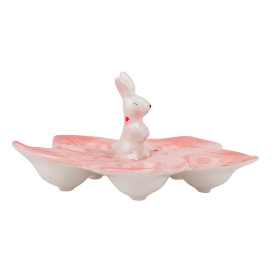 Підставка керамічна "Весняний сад" 25*11,5 см для 5 яєць рожева