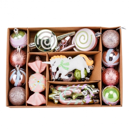 Набір ялинкових прикрас "Казковий єдиноріг" 32 шт