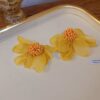 Сережки бісер/тканина "Квіти" жовті (10689)