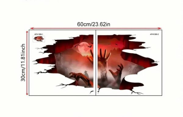 Декор на Хелловін наклейка для підлоги "Калюжа крові" 30*60 см 2 частини