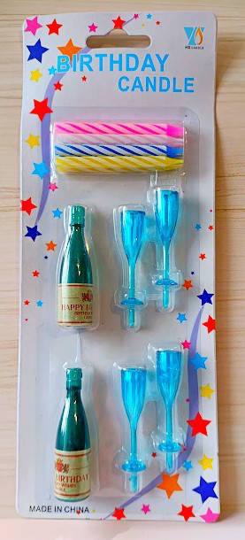 Свічки для торта "Пляшечки/Келихи" блакитний