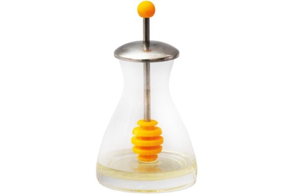 Медівниця скляна з розширеним дном та ложкою 250 мл