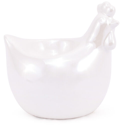 Підставка керамічна для яйця "Курочка" біла перламутрова