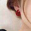 Сережки з флоковим напиленням "Серця" червоні (10547)