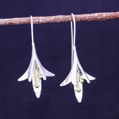 Сережки металеві "Квіти" срібні (10430)