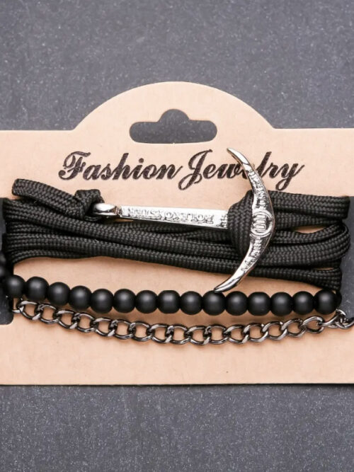 Браслет чоловічий 3 в 1 "Якір" на затяжці