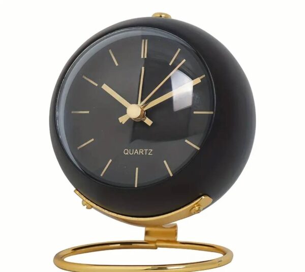 Годинник-Будильник "Quartz" на золотій ніжці безшумний з нічником 11,5*9 см