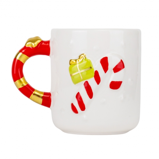 Чашка керамічна Новорічна "Карамельна паличка" 300 мл