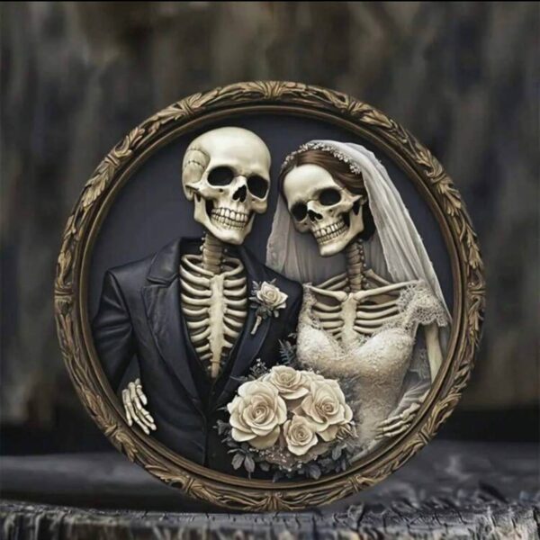 Декор на Хелловін картина "Закохані скелети" 20 см