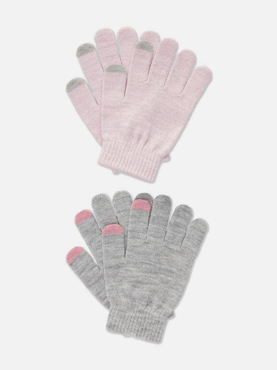 Рукавиці дитячі Primark сірі/рожеві з люрексом