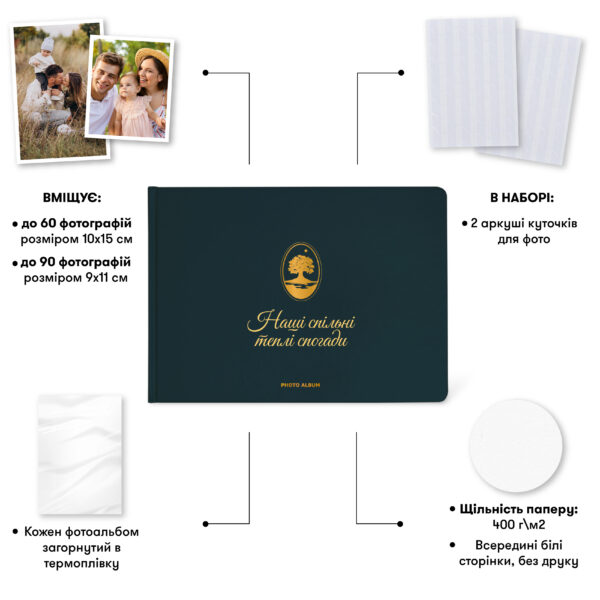 Фотоальбом A4 «Спільні спогади» темно-смарагдовий Orner