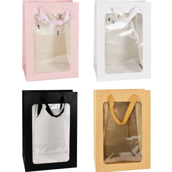 Пакет подарунковий “S” (25*18*23) з віконцем мікс кольорів