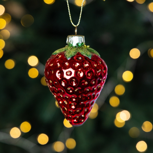 Ялинкова прикраса "Полуниця" 8,5 см (скло)