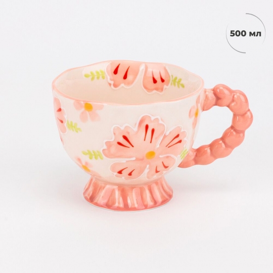 Чашка керамічна "Рожеві квіти / Сакура" 500 мл