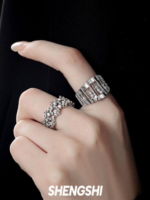 Каблучка жіноча геометрична абстрактна срібна (10555)