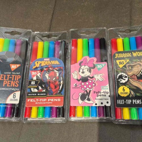 Фломастери YES "Minnie Mouse/Marvel/Football/Jurassic World" 6 кольорів