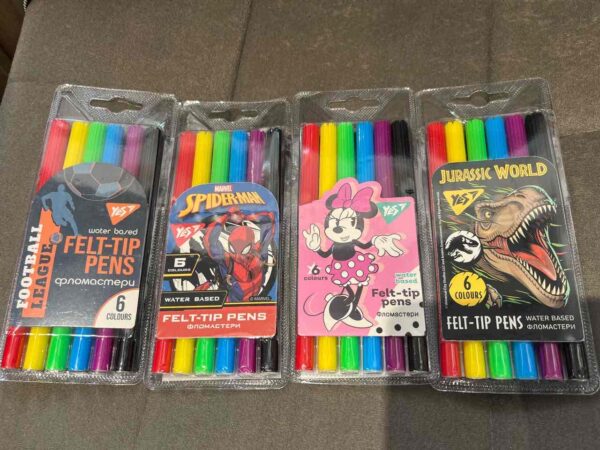 Фломастери YES "Minnie Mouse/Marvel/Football/Jurassic World" 6 кольорів