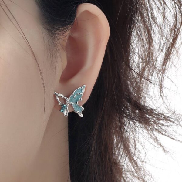 Сережки "Метелики" блакитні зі срібним (10554)