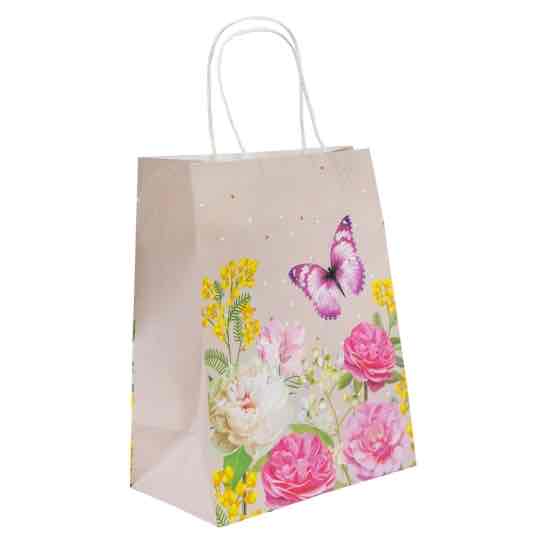 Пакет подарунковий "S” (17*23*10 см) Крафт “Весняний сад»