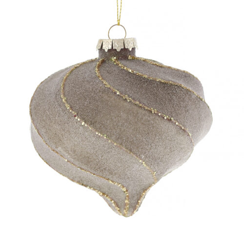 Ялинкова куля "Цибулина із цукровим покриттям" коричневий мокко" 10 см (скло)