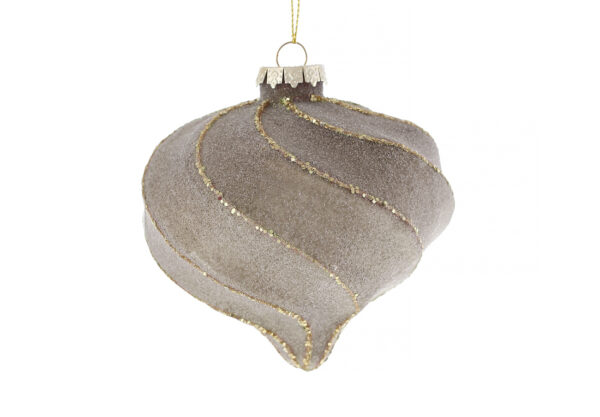 Ялинкова куля "Цибулина із цукровим покриттям" коричневий мокко" 10 см (скло)