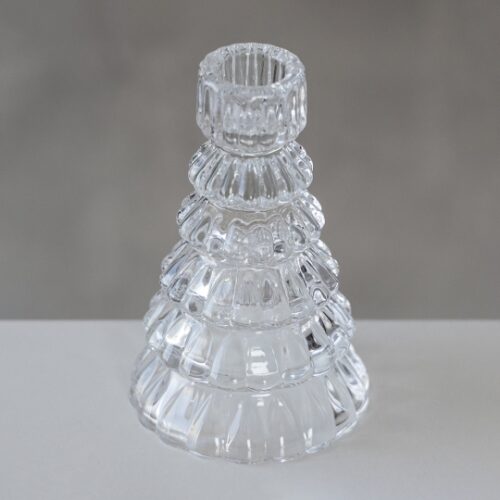 Підсвічник скляний "Ялинковий каскад" 13,3 см прозорий