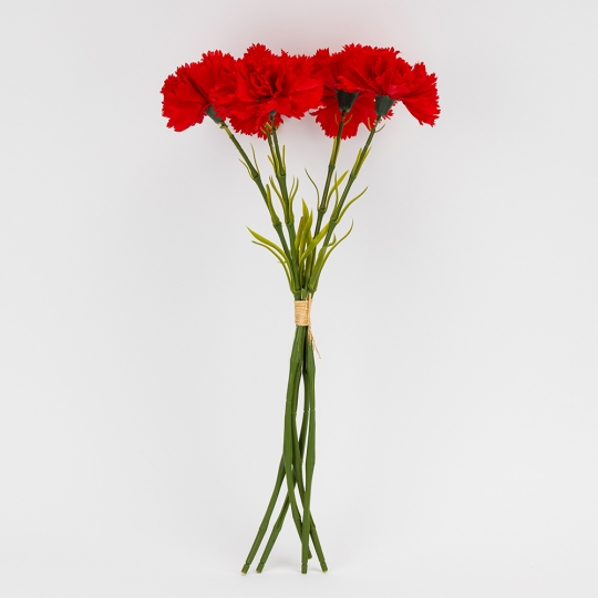 Штучний букет гвоздик 5 бутонів 55 см червоний