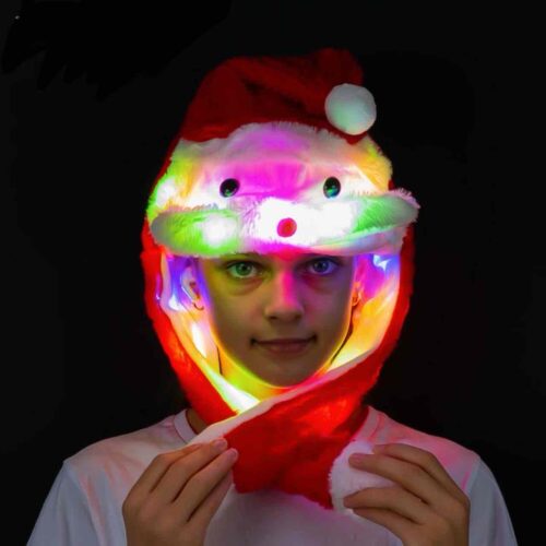 Шапка з рухливими вушками «Санта» та підсвіткою