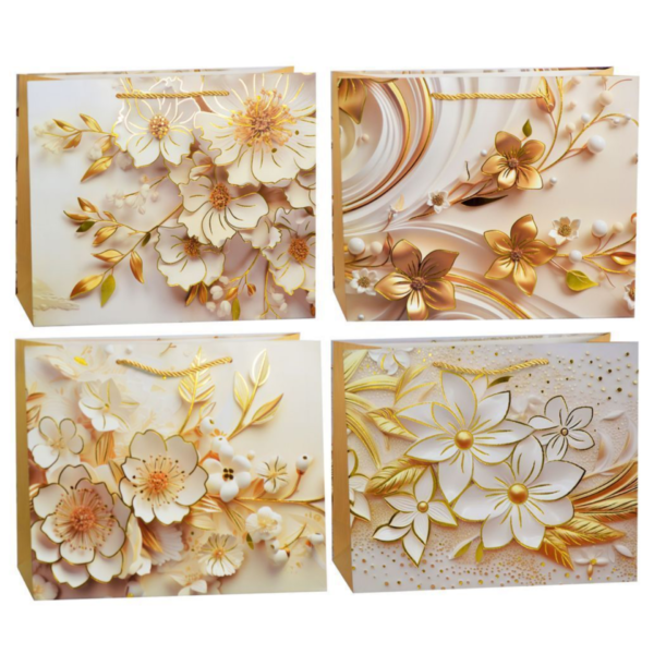 Пакет подарунковий "S" (18*23*8) "Квіти" беж