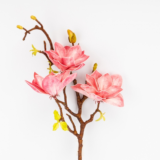 Штучна гілка магнолія (латекс) 75 см рожева