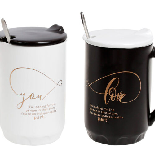 Чашка порцелянова "Визнання" з кришкою та ложкою 430 мл