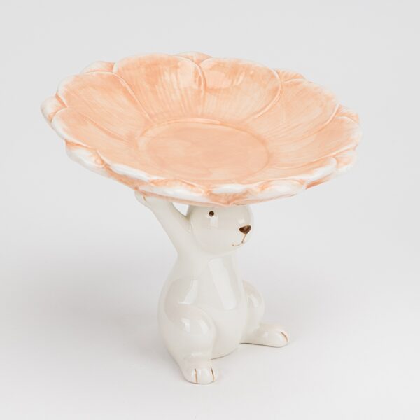 Підставка для торта/ Пасхи керамічна "Кролик з квіткою" 20 см