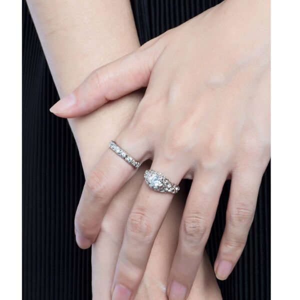 Каблучка жіноча геометрична абстрактна з камінцем срібна (8185)