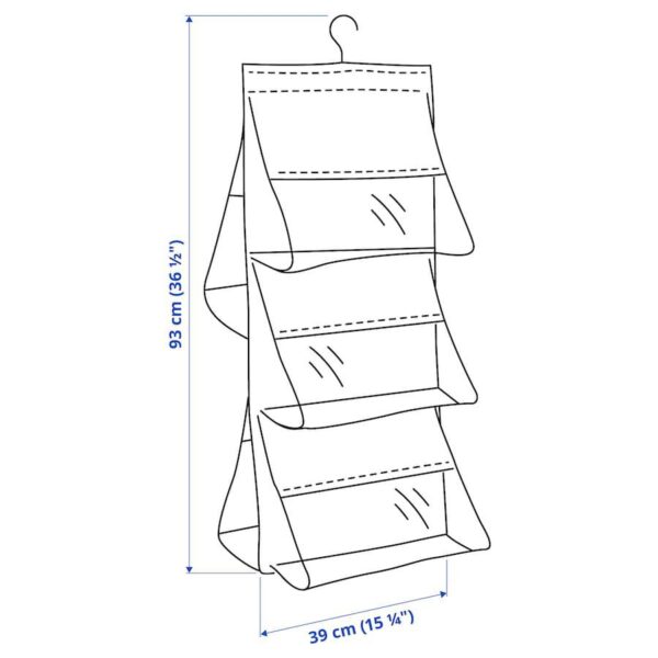Органайзер/ Вішалка SKUBB для взуття/сумочок чи ін. 12 кишень, темно-сіра 34х120 см