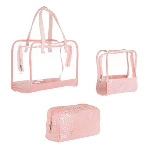 Набір косметичок Primark прозоро-рожева (леопард) 3 в 1