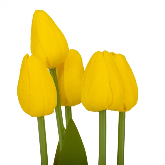 Штучний букет тюльпанів 5 бутонів/ 25,5 см "Рапсодія" (латекс) жовтий