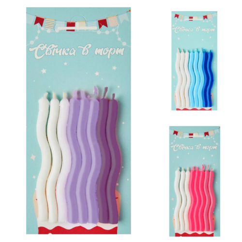 dcbde961-f413-47fd-83c7-a8e699162cc2.png Свічки для торта хвилясті 8 шт мікс кольорів