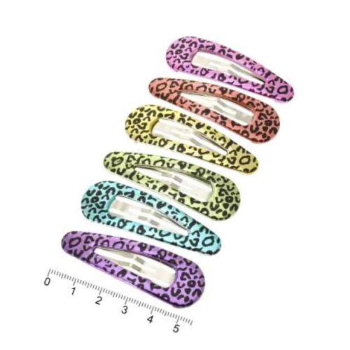 dd5cf55e-af14-411e-8778-026d7a9f4bc3.jpg Заколка тік-так трикутна з пластиковою накладкою леопард кольорова 5 см 1 шт