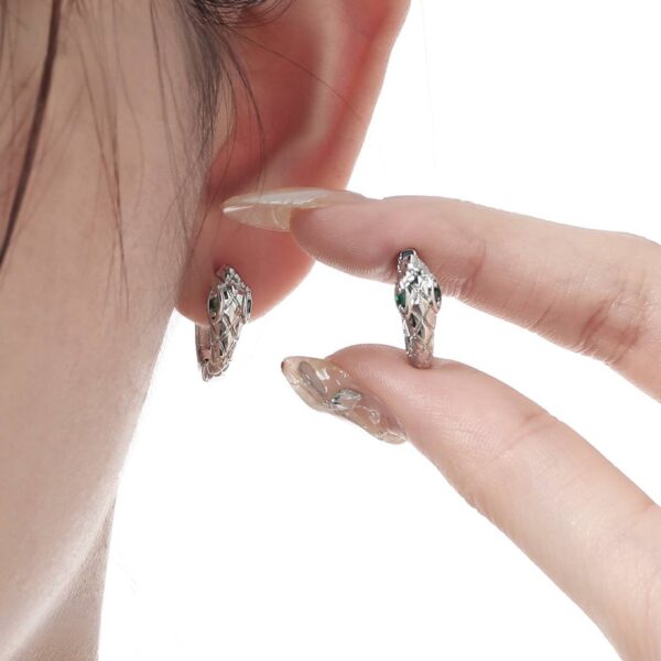 Сережки металеві "Змія" срібні (10566)