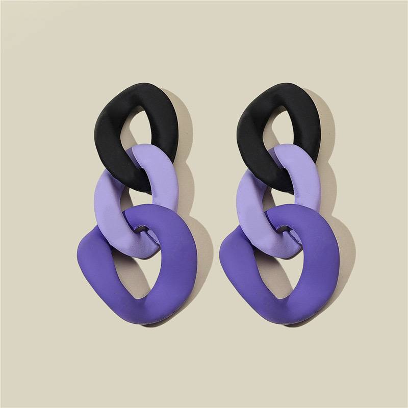 Сережки акрилові "Ланцюг" масивні чорний/ліловий/фіолетовий 4,5 см (8111)