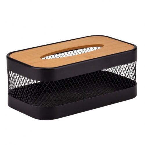 Серветниця "Модерн" 13,5*24,5*10,5 см прямокутна матал/бамбук чорна