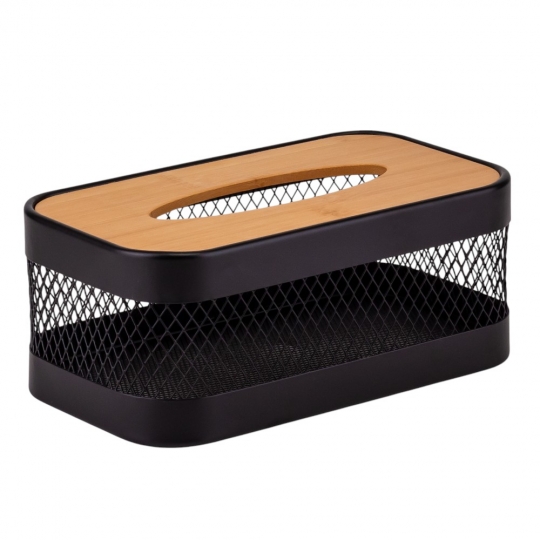 Серветниця "Модерн" 13,5*24,5*10,5 см прямокутна матал/бамбук чорна