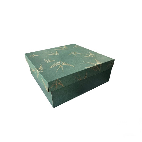 Коробка подарункова 40*40*15 см мікрогофра смарагдова ластівки