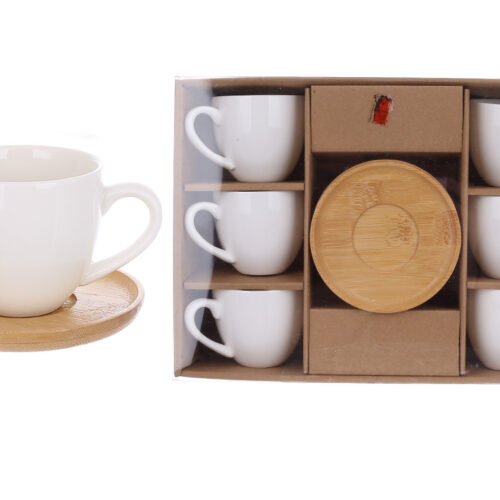 Чашка порцелянова "Coffee" з бамбуковим блюдцем 100 мл/ 1 шт