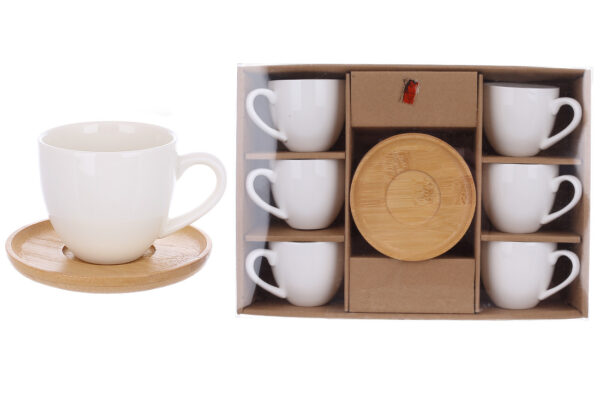 Чашка порцелянова "Coffee" з бамбуковим блюдцем 100 мл/ 1 шт