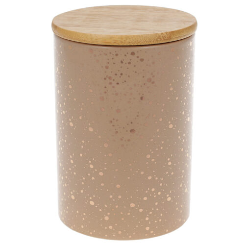 Банка керамічна з бамбуковою кришкою "Золоті Краплі", 650мл мокко/біла/сіра/пудра