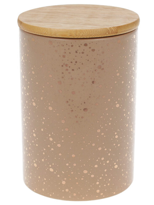 Банка керамічна з бамбуковою кришкою "Золоті Краплі", 650мл мокко/біла/сіра/пудра