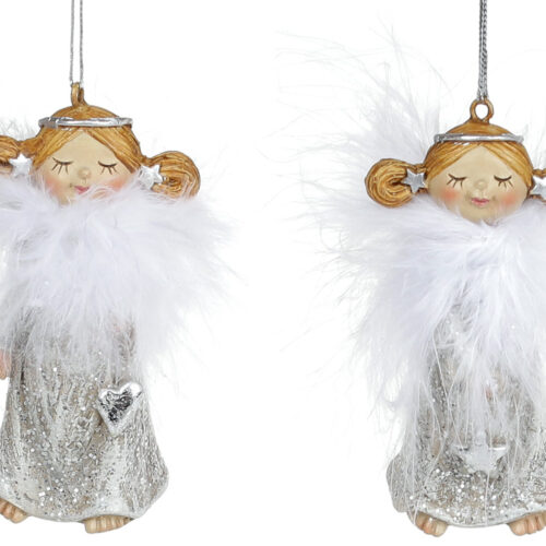 Ялинкова прикраса "Янгол" 7.5 см срібло